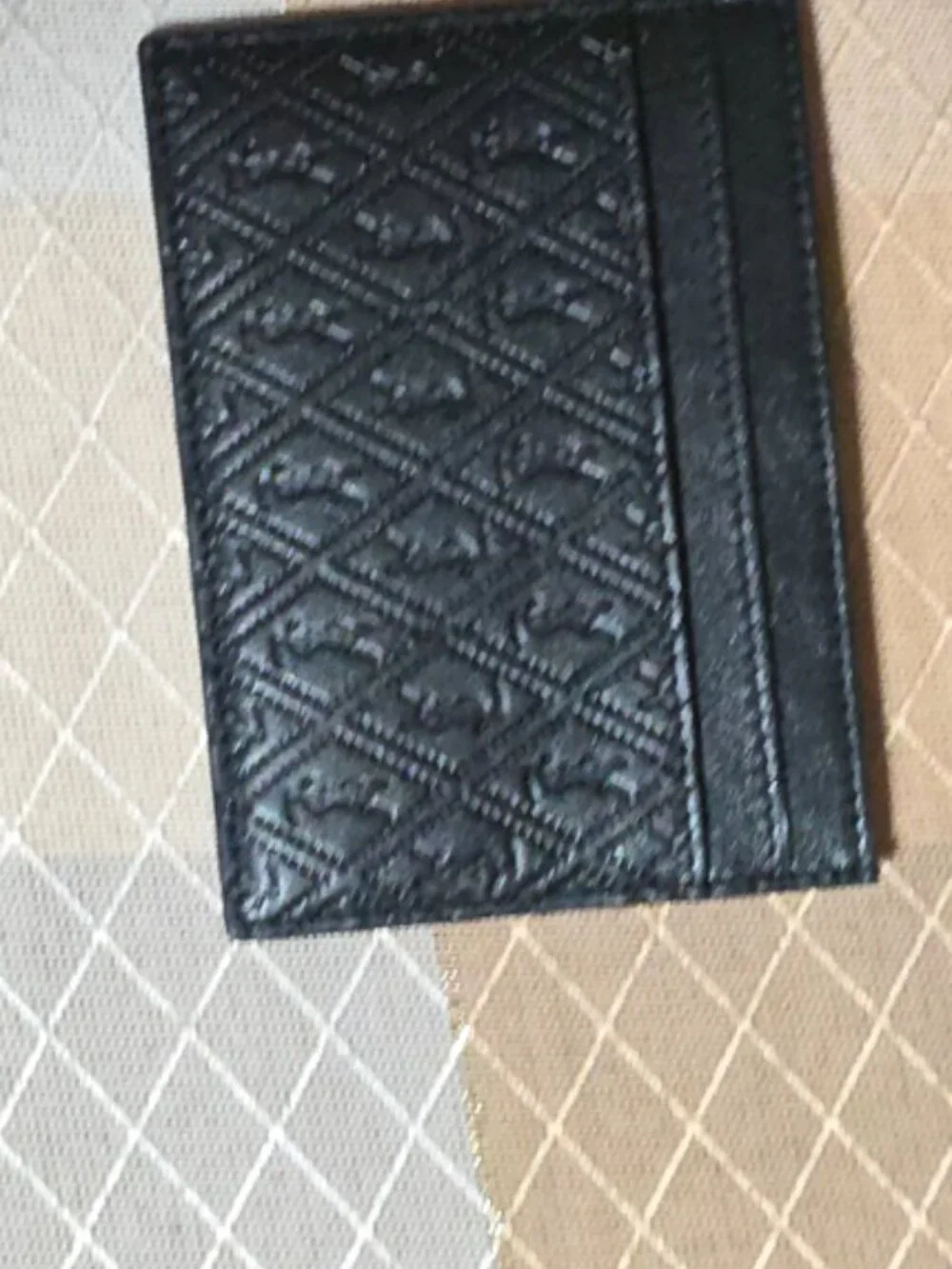 NWT YSL Saint Laurent Tiny Monogram Diamond Leather Card Case Black Receipt